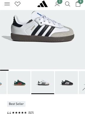 adidas Kids Samba Sneakers in White, Black, Gray